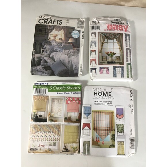 Sewing Patterns Mixed 4 Lot Home Decor Curtains Valance Shades New Uncut A19 - Picture 3 of 4